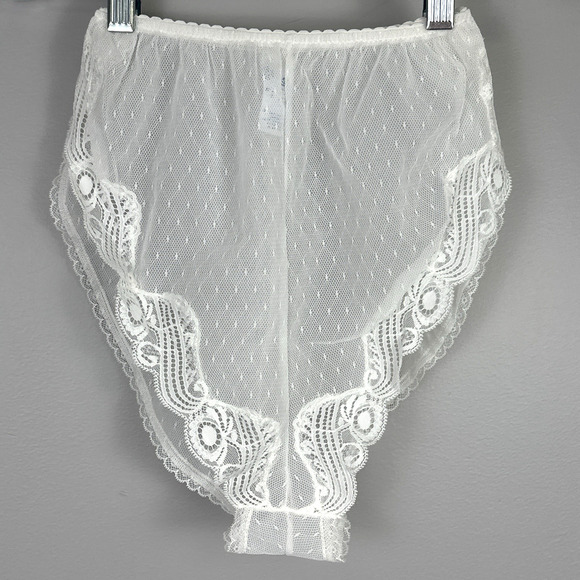Vintage Olga Panties Size 4 Sheer See Through Hi Cut No Gusset White 19020 RARE - Picture 1 of 10